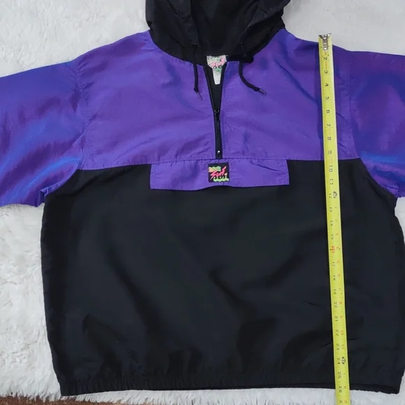Surf Style,Vintage Purple and Black Windbreaker Jacket - Picture 13 of 17